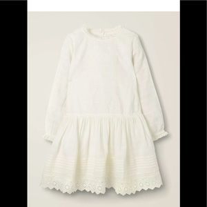Mini Boden Girls Ivory Broderie Detail Dress